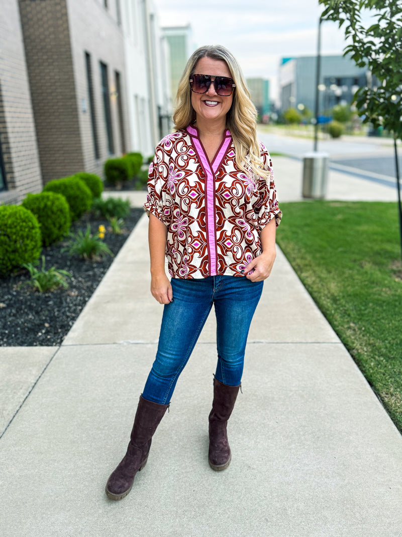 Brown & Pink Entro Top