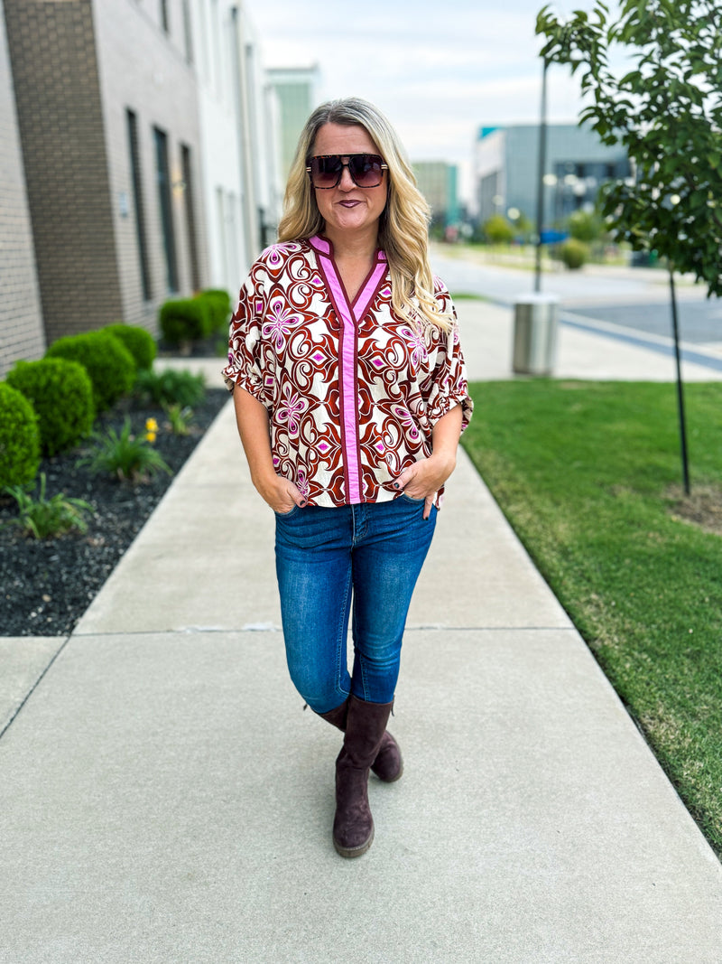 Brown & Pink Entro Top