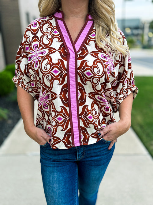 Brown & Pink Entro Top