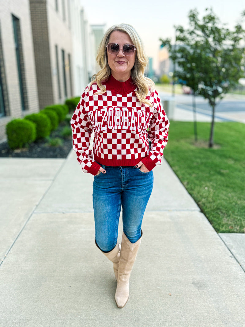 Razorbacks Checkered Sweater
