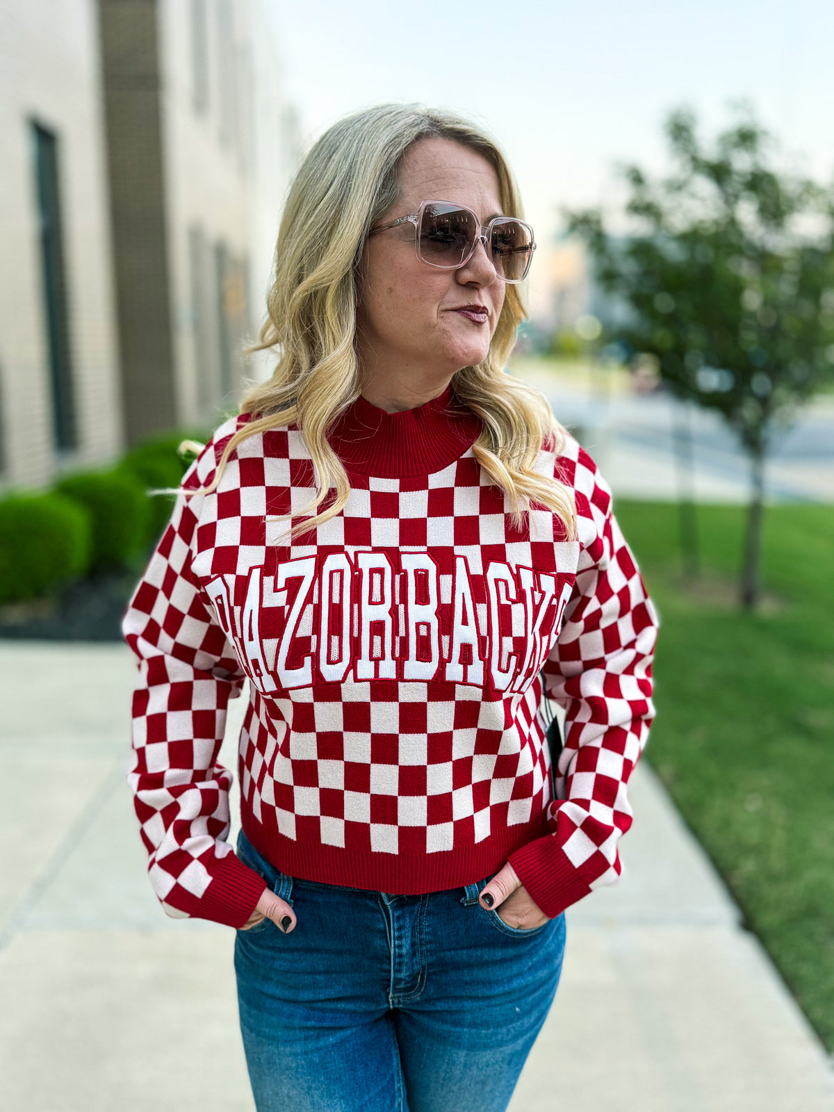 Razorbacks Checkered Sweater