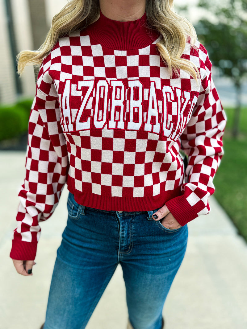 Razorbacks Checkered Sweater