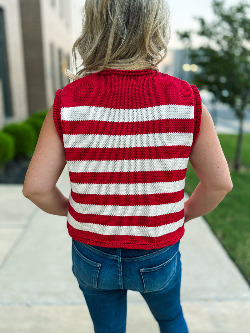Red Button Down Sweater Vest