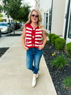 Red Button Down Sweater Vest