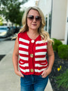 Red Button Down Sweater Vest