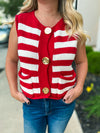 Red Button Down Sweater Vest