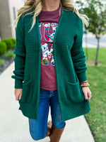 Green Waffle Knit Cardigan-Zenana