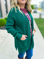 Green Waffle Knit Cardigan-Zenana