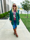 Green Waffle Knit Cardigan-Zenana