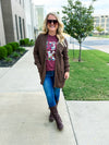 Brown Waffle Knit Cardigan-Zenana