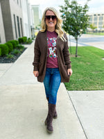 Brown Waffle Knit Cardigan-Zenana
