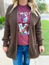 Brown Waffle Knit Cardigan-Zenana