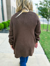 Brown Waffle Knit Cardigan-Zenana