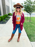 Maroon Waffle Knit Cardigan-Zenana