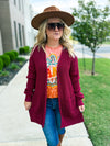 Maroon Waffle Knit Cardigan-Zenana