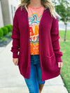 Maroon Waffle Knit Cardigan-Zenana