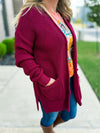 Maroon Waffle Knit Cardigan-Zenana