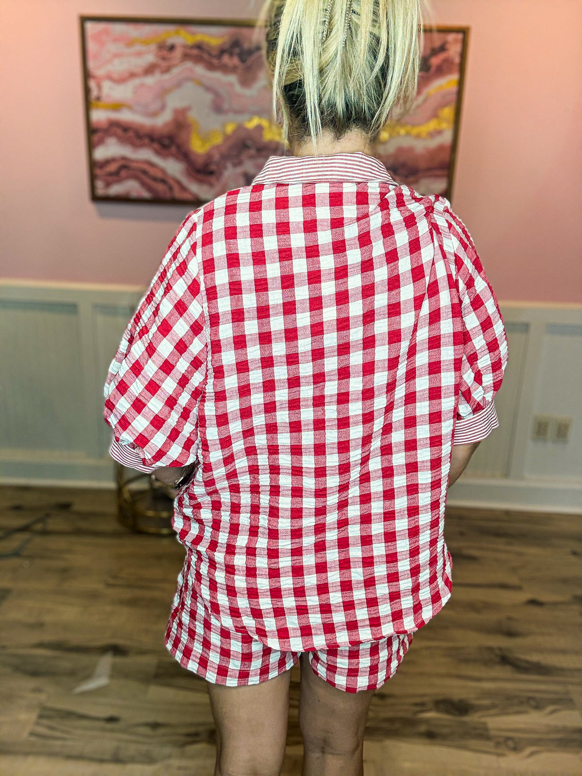 Red Checkered Outfit Set