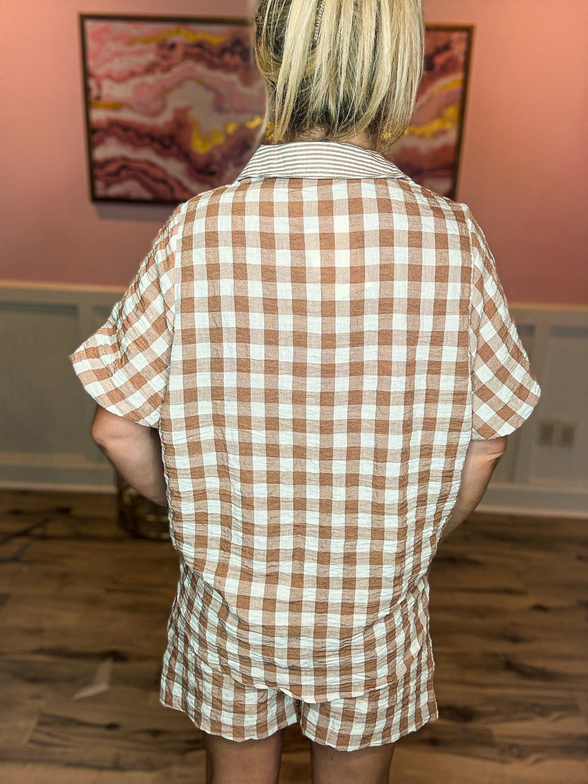 Camel Checkered Outfit Set