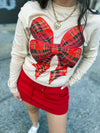 Red Plaid Bow Long Sleeve Tee