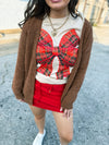 Red Plaid Bow Long Sleeve Tee