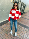 Red & White Sweater-Timing