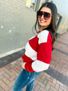 Red & White Sweater-Timing