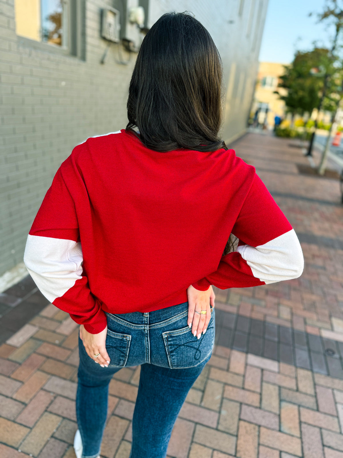 Red & White Sweater-Timing
