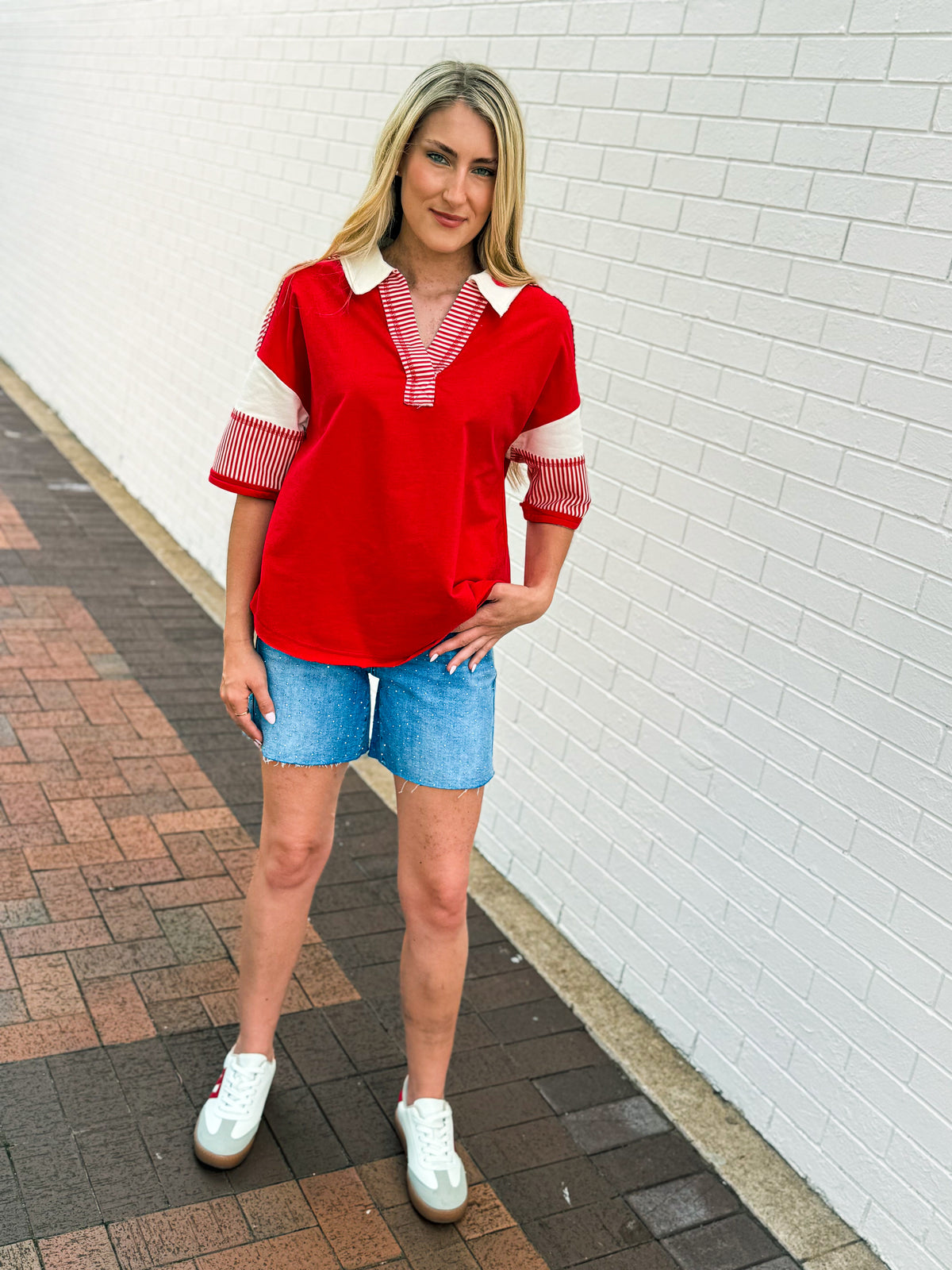 Red Striped Very J Top