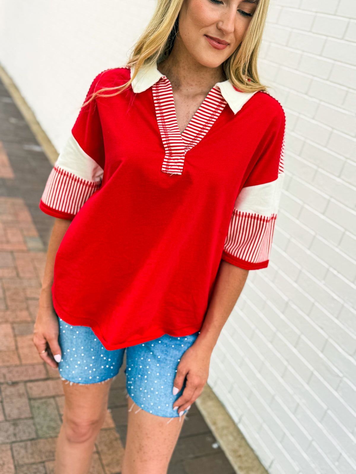 Red Striped Very J Top