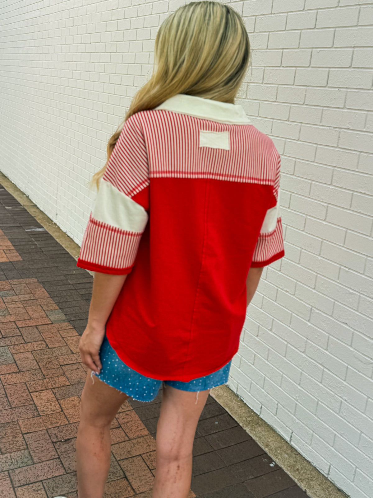 Red Striped Very J Top