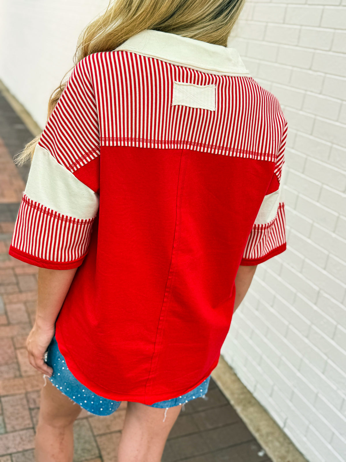 Red Striped Very J Top
