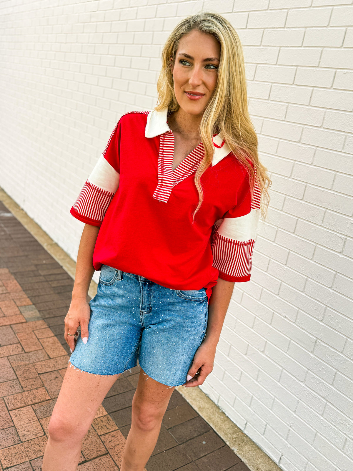 Red Striped Very J Top