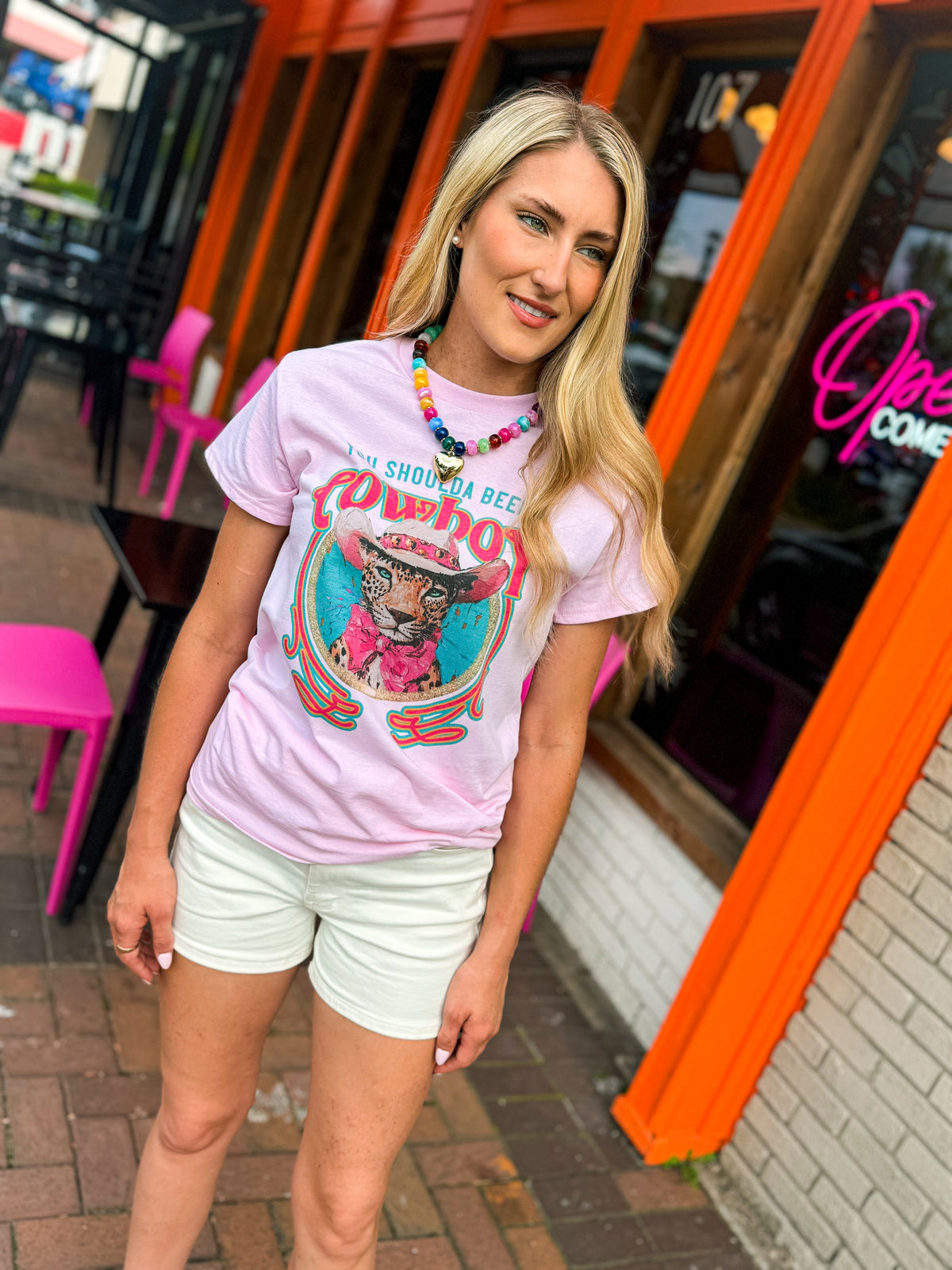 Pink Cowboy Cheetah Tee