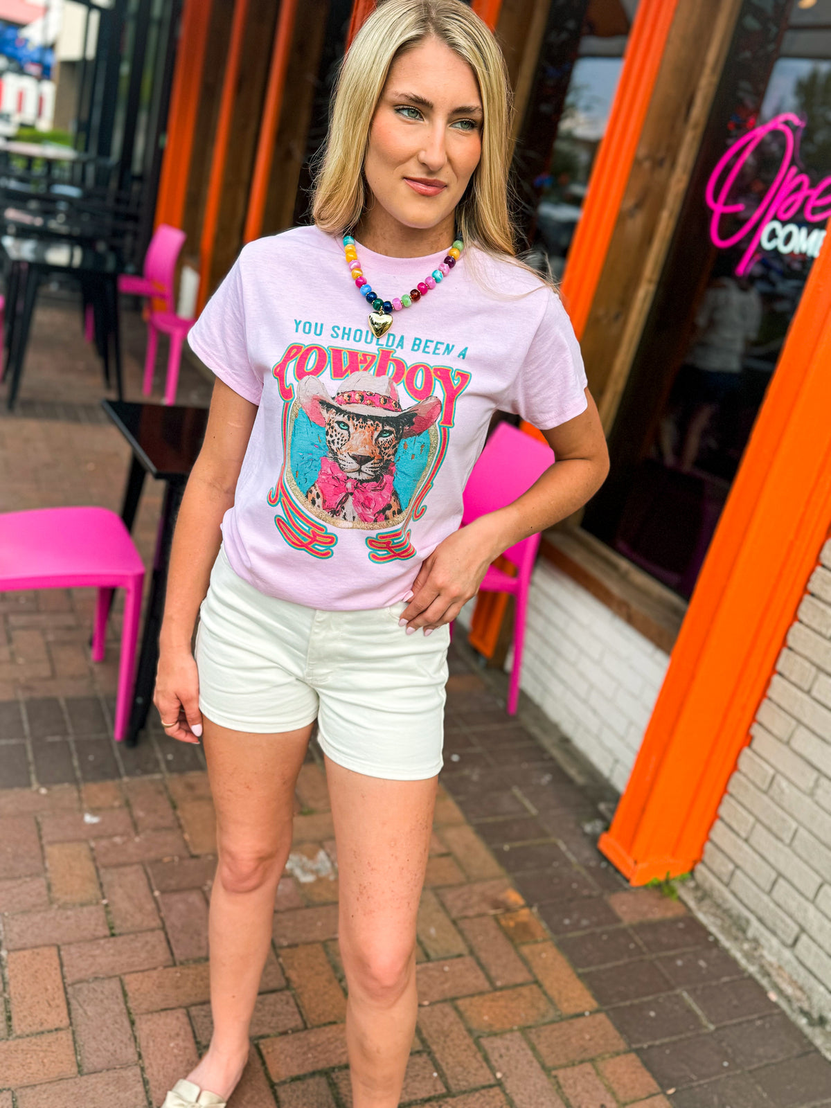 Pink Cowboy Cheetah Tee