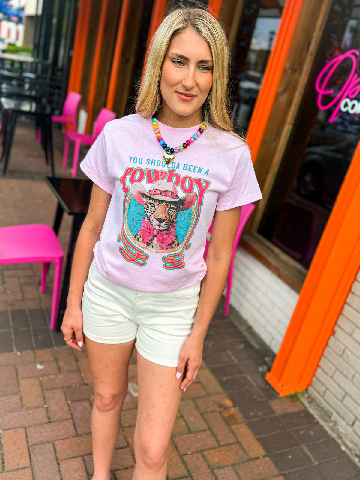 Pink Cowboy Cheetah Tee