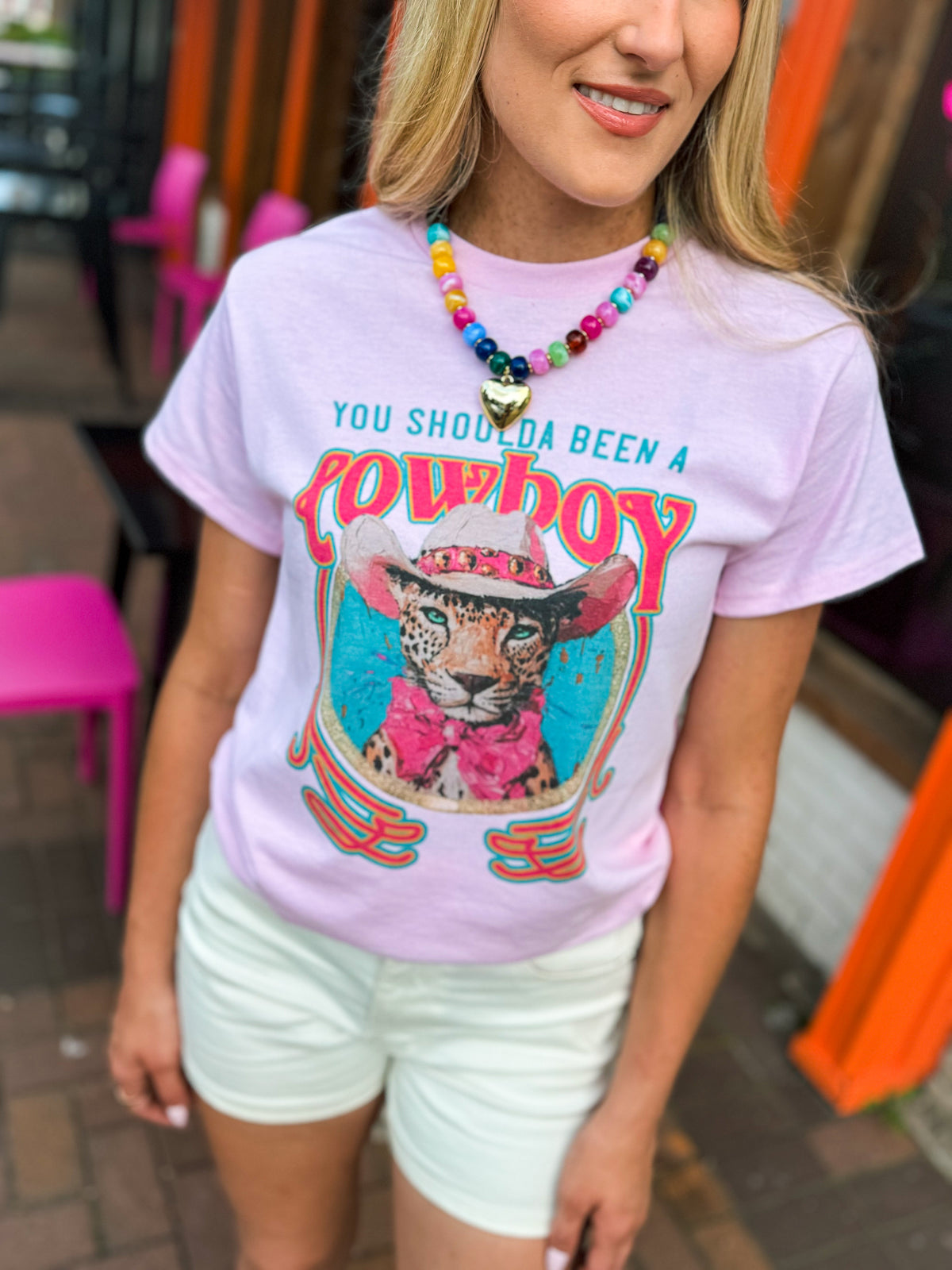 Pink Cowboy Cheetah Tee
