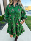 Green Floral Dress-Entro