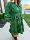 Green Floral Dress-Entro