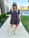 Entro Plaid Dress-Navy