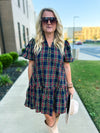 Entro Plaid Dress-Navy