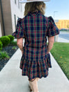 Entro Plaid Dress-Navy