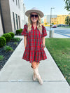 Entro Plaid Dress-Red