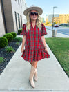 Entro Plaid Dress-Red