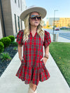 Entro Plaid Dress-Red
