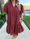 Entro Plaid Dress-Red