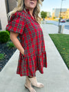 Entro Plaid Dress-Red