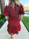 Entro Plaid Dress-Red