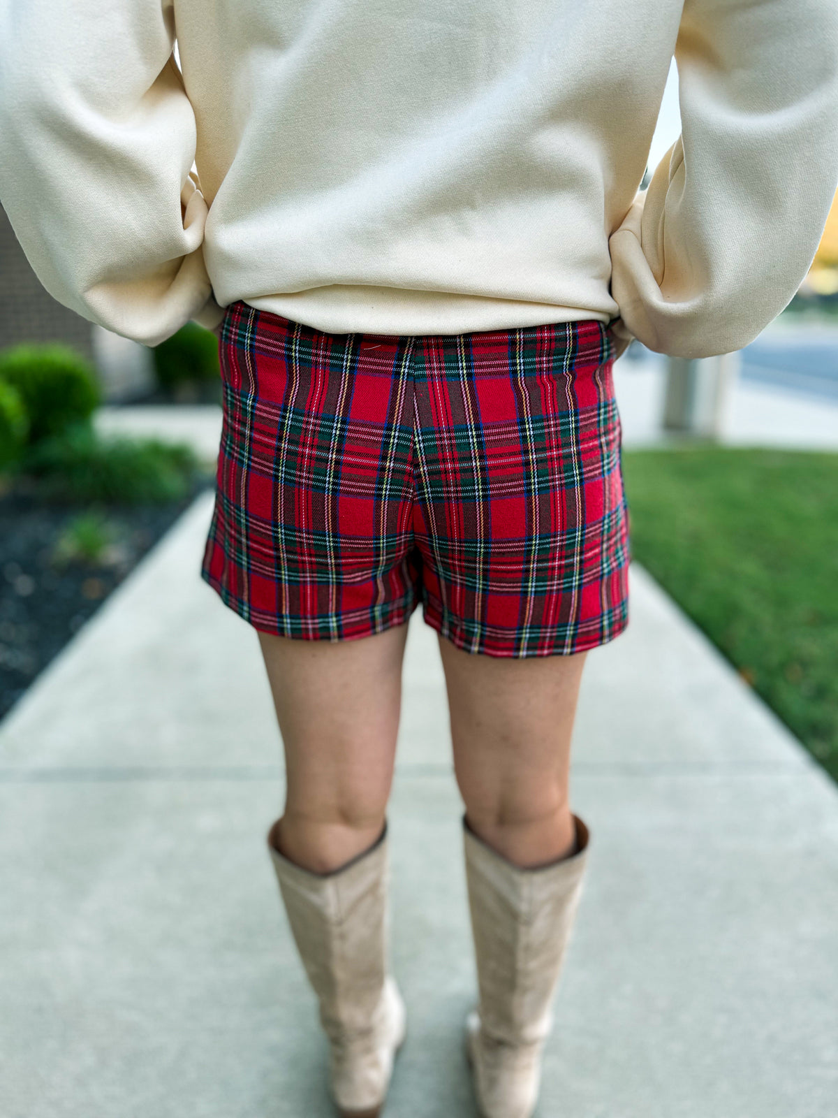 Entro Plaid Skort-Red