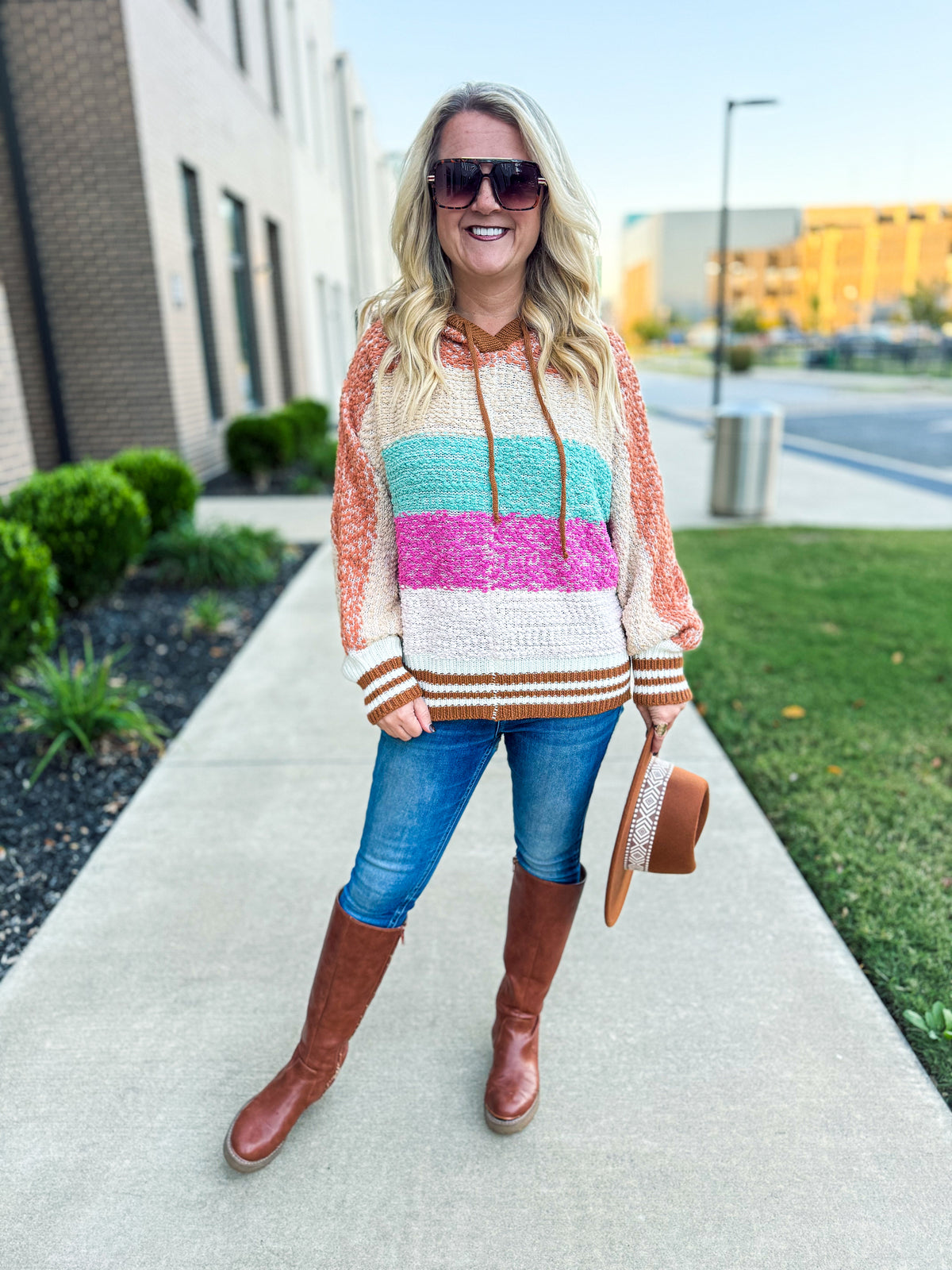 Popcorn Color Block Hoodie-Bibi
